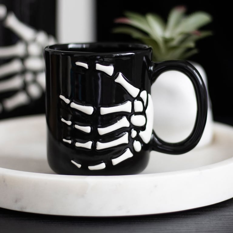 Skeleton Hand Mug - 350ml Spooky Coffee Cup for Morning Ghost Lovers