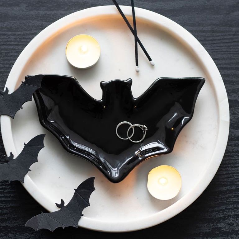 Black Bat Trinket Dish - Magical Home Decor Organizer