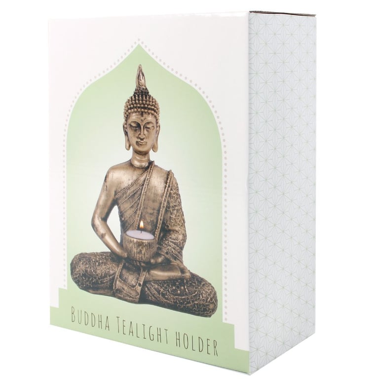 Rustic Resin Thai Buddha Tea Light Holder - Home Decor Gift Idea