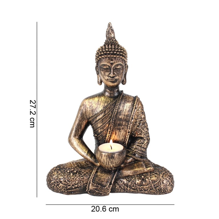 Rustic Resin Thai Buddha Tea Light Holder - Home Decor Gift Idea