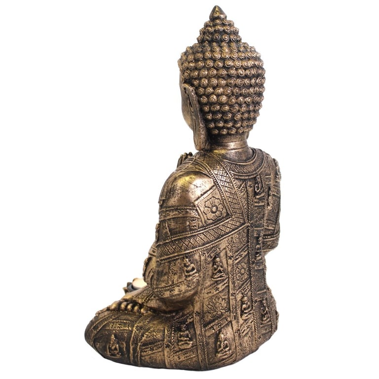Large Gold Effect Thai Buddha Tealight Holder - Home Decor Statue