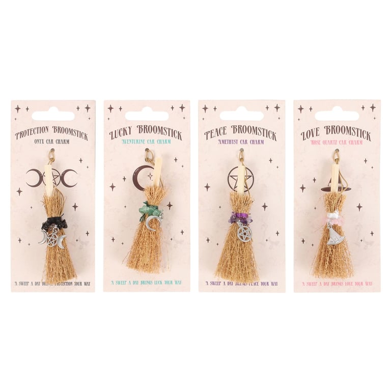 Lucky Crystal Broomstick Car Charms - Attract Luck & Protection with Magickal Designs