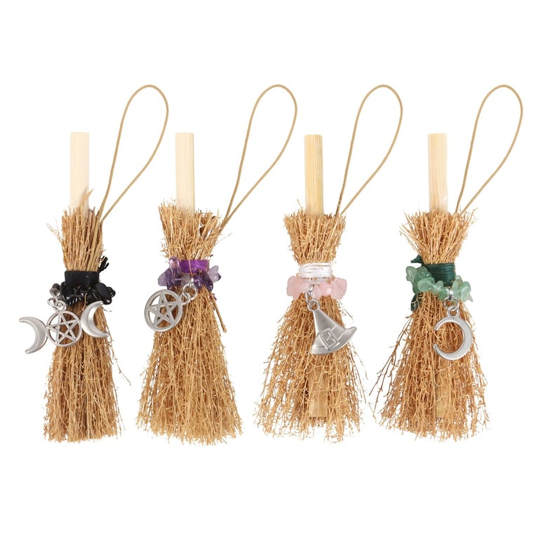 Lucky Crystal Broomstick Car Charms - Attract Luck & Protection with Magickal Designs