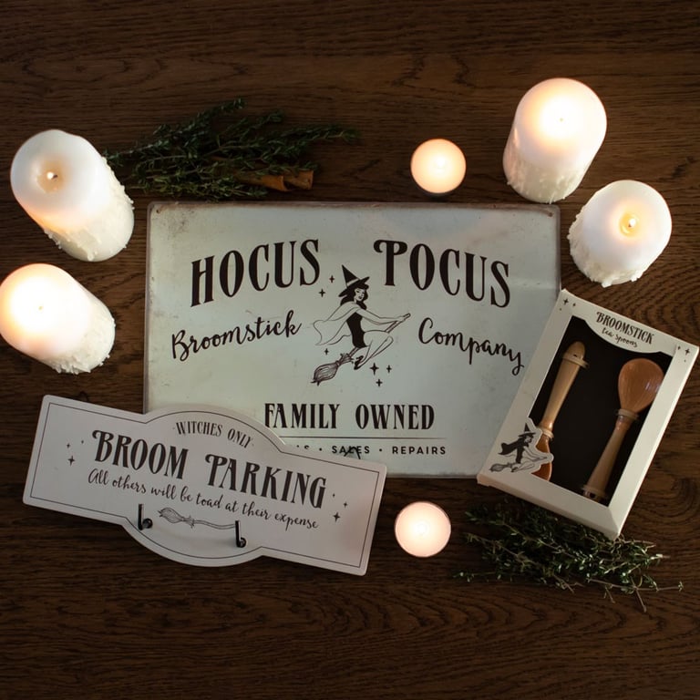 Broom Parking Wall Hook Sign - Whimsical Witches Only Home Decor