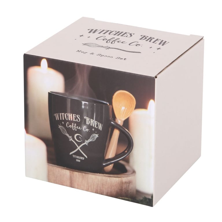 Witches Brew Coffee Co. 500ml Broomstick Mug and Teaspoon Set