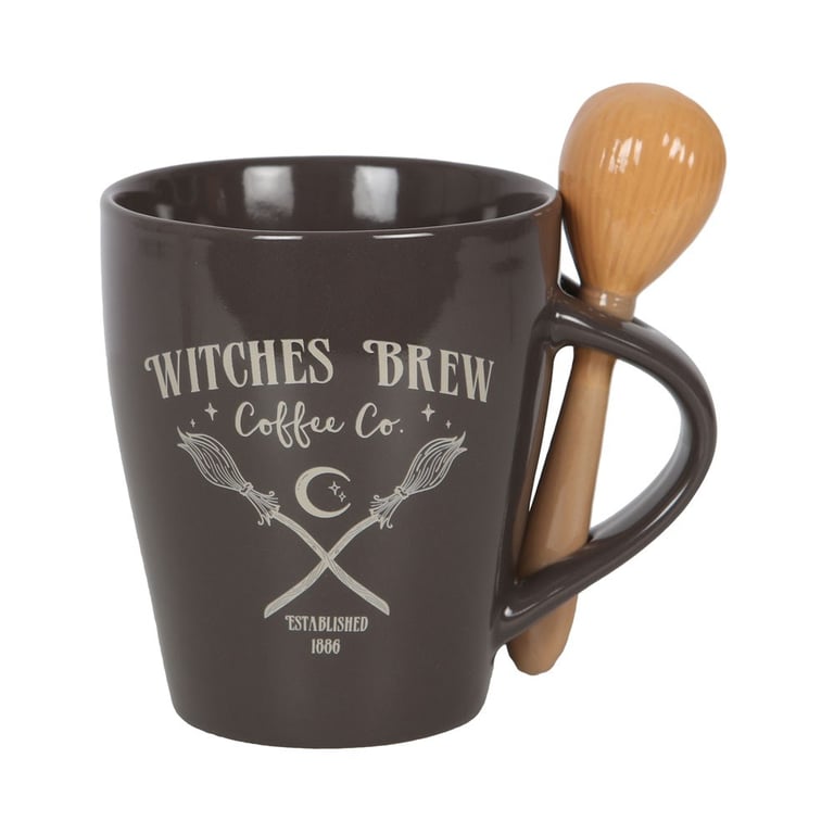 Witches Brew Coffee Co. 500ml Broomstick Mug and Teaspoon Set