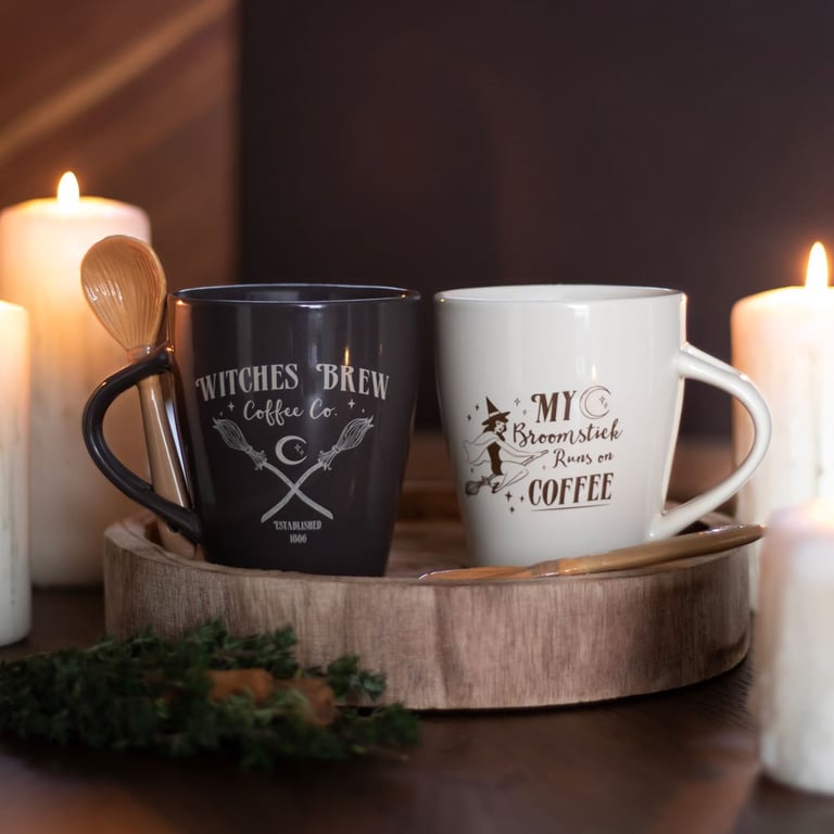 My Broomstick Runs on Coffee Mug and Spoon Set - 500ml Dishwasher & Microwave Safe