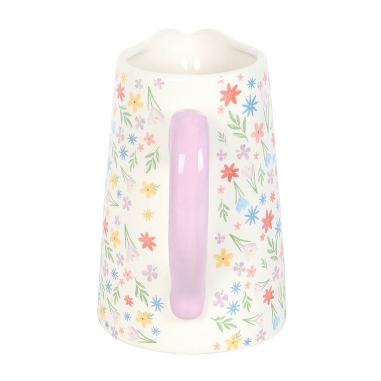Spring Floral Print Ceramic Flower Jug - Vibrant Home Decor for Spring Celebrations