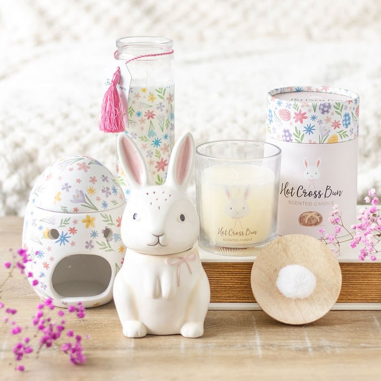 Ceramic Spring Floral Print Egg-Shaped Oil Burner and Wax Warmer - Home Fragrance Diffuser