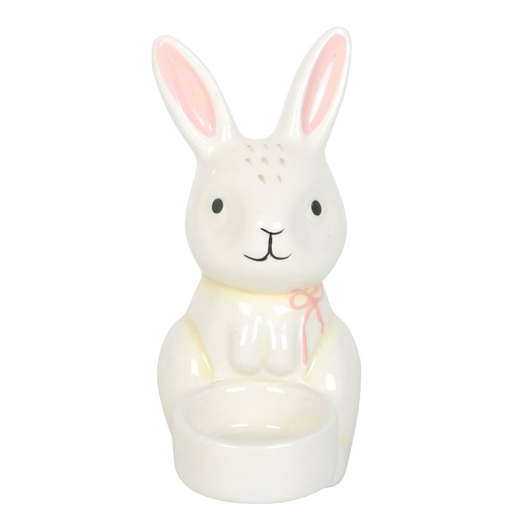 Ceramic Bunny Shaped Tealight Holder - Spring Easter Decor Candle Holder
