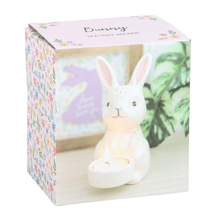 Ceramic Bunny Shaped Tealight Holder - Spring Easter Decor Candle Holder