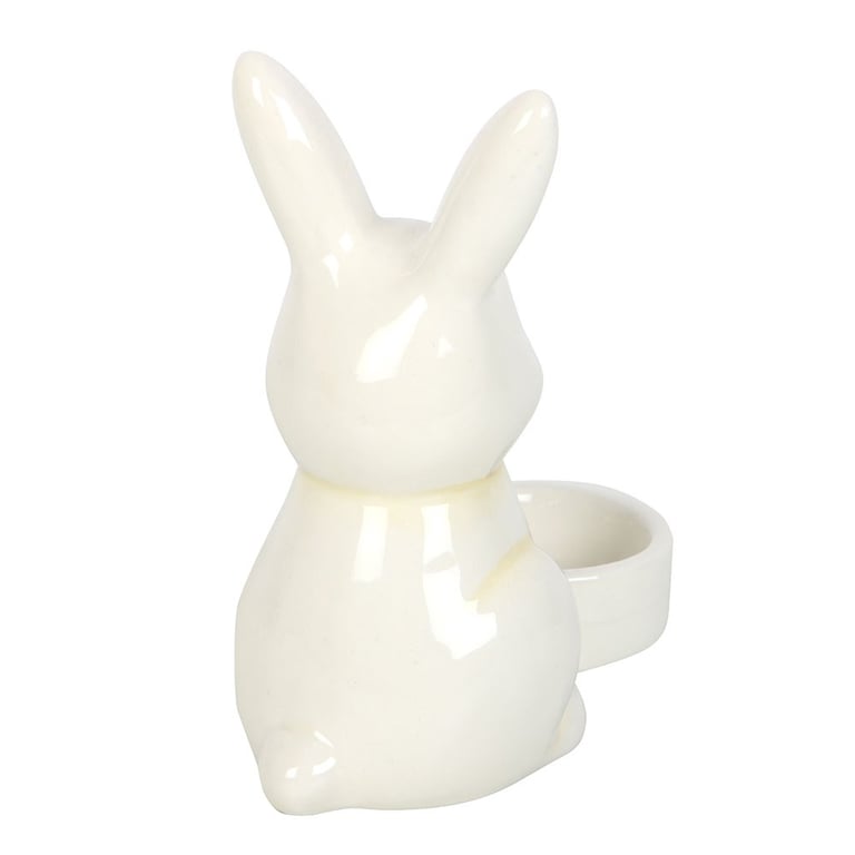 Ceramic Bunny Shaped Tealight Holder - Spring Easter Decor Candle Holder