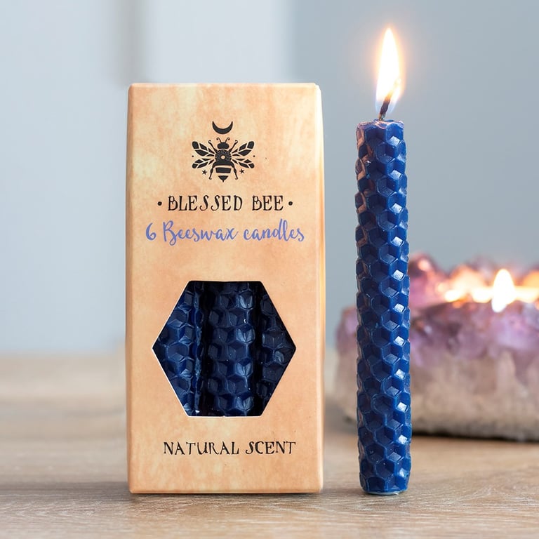 Blue Beeswax Spell Candles - Protection & Wisdom
