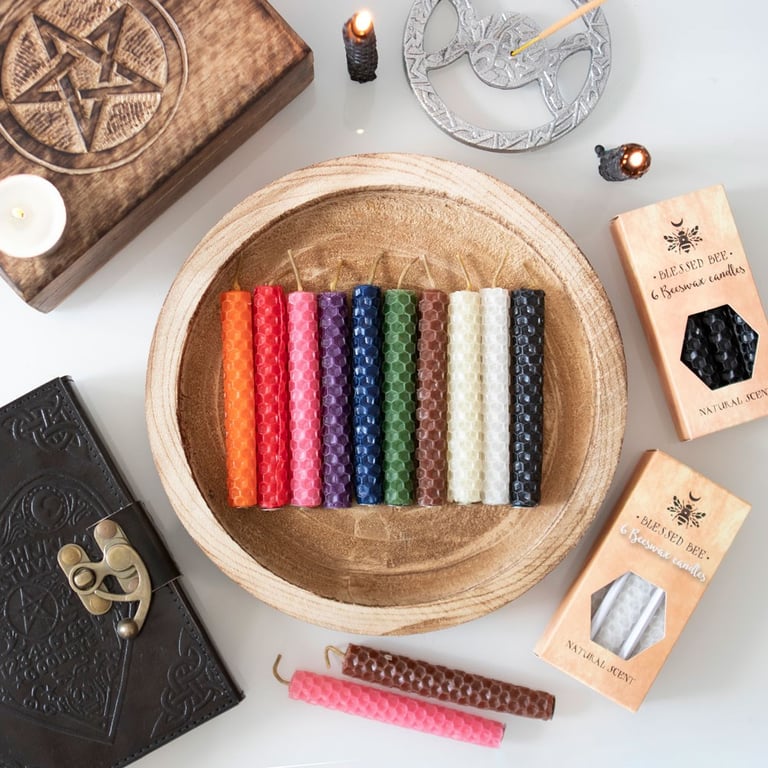 Brown Beeswax Spell Candles - Natural Scent for Family Stability Spells