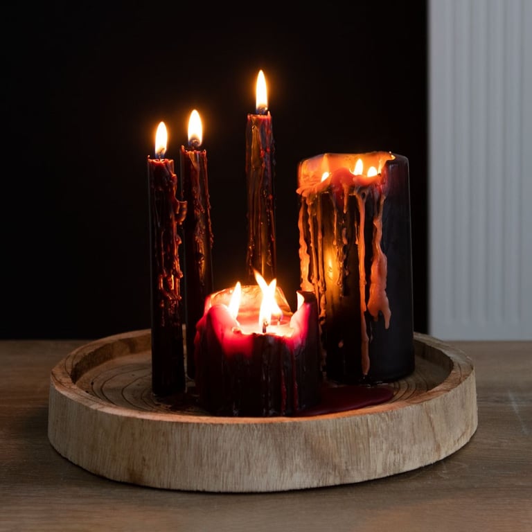 Vampire Tears Candles - 4 Pack Paraffin Wax Home Decor Candles with Red Melting Effect