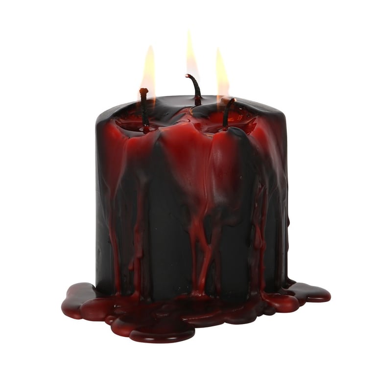 Vampire Tears 7.5cm Paraffin Wax Red Dripping Pillar Candle - 15 Hour Burn Time, 3 Wick Candle