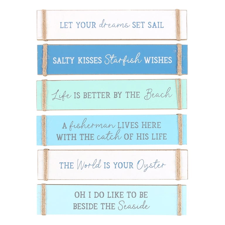 Nautical Block Signs - Decorative Sea Inspired Wall Art Pack of 6