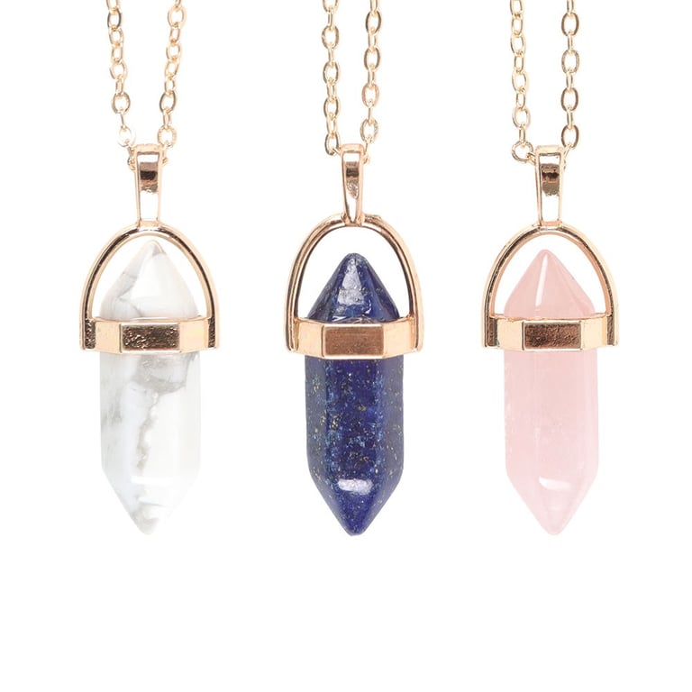 Crystal Pendant Necklaces Set - 9 Piece Healing Jewelry Collection