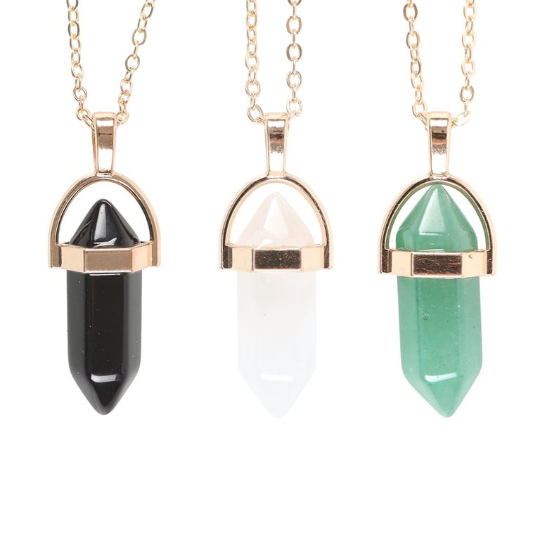 Crystal Pendant Necklaces Set - 9 Piece Healing Jewelry Collection