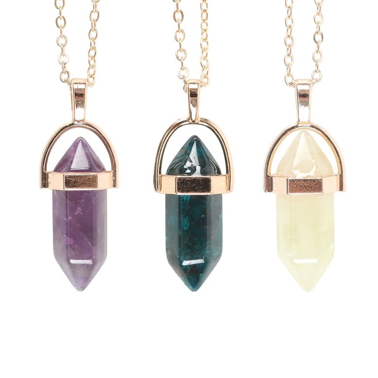 Crystal Pendant Necklaces Set - 9 Piece Healing Jewelry Collection