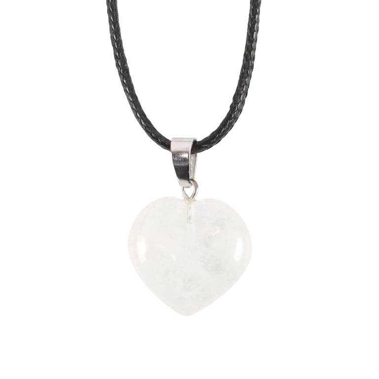 Clear Quartz Healing Crystal Heart Necklace - Purify Negative Energies and Promote Positive Clarity