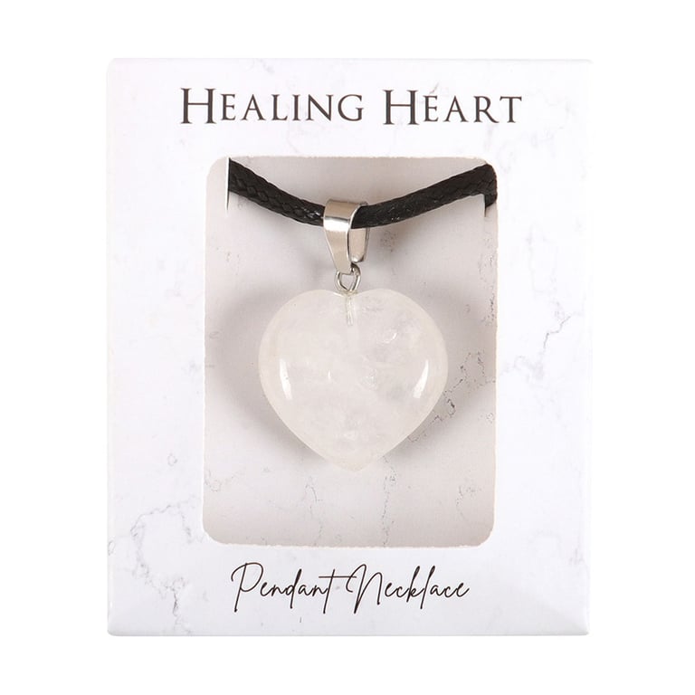 Clear Quartz Healing Crystal Heart Necklace - Purify Negative Energies and Promote Positive Clarity