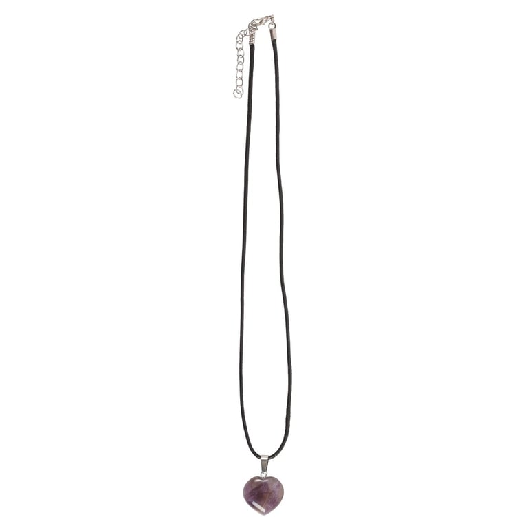 Amethyst Healing Crystal Heart Necklace - Clarity, Protection & Positive Energy