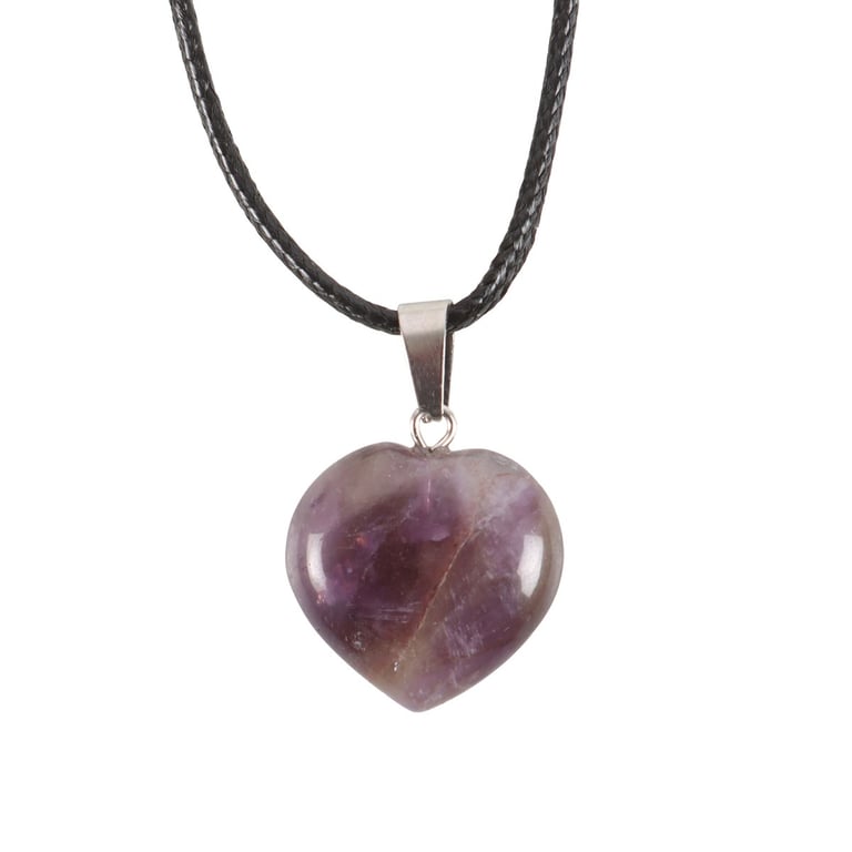 Amethyst Healing Crystal Heart Necklace - Clarity, Protection & Positive Energy