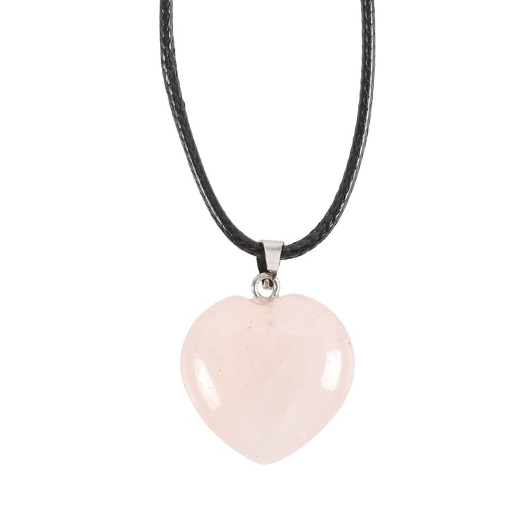 Rose Quartz Healing Crystal Heart Necklace - Empower Confidence & Love