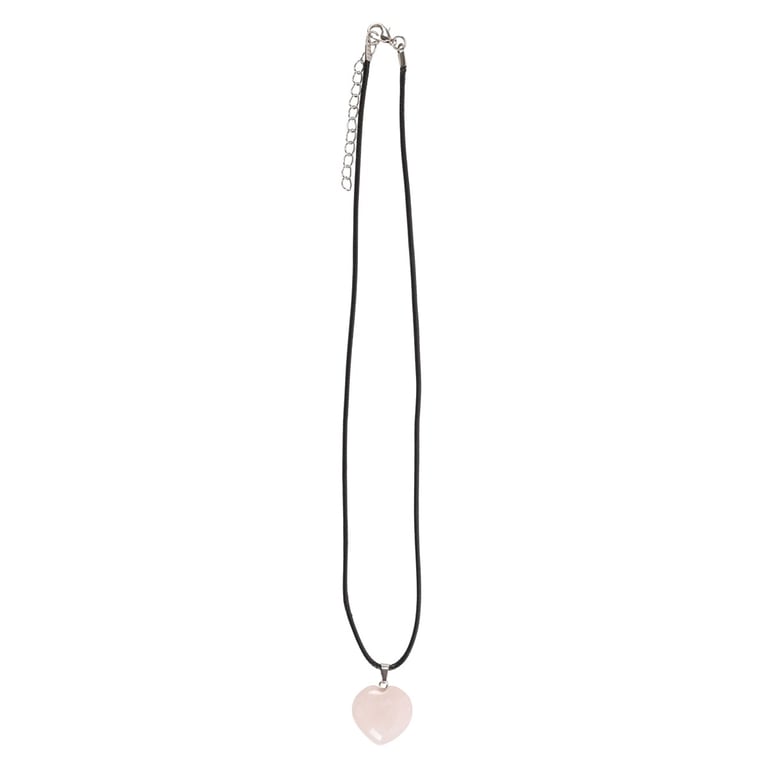 Rose Quartz Healing Crystal Heart Necklace - Empower Confidence & Love
