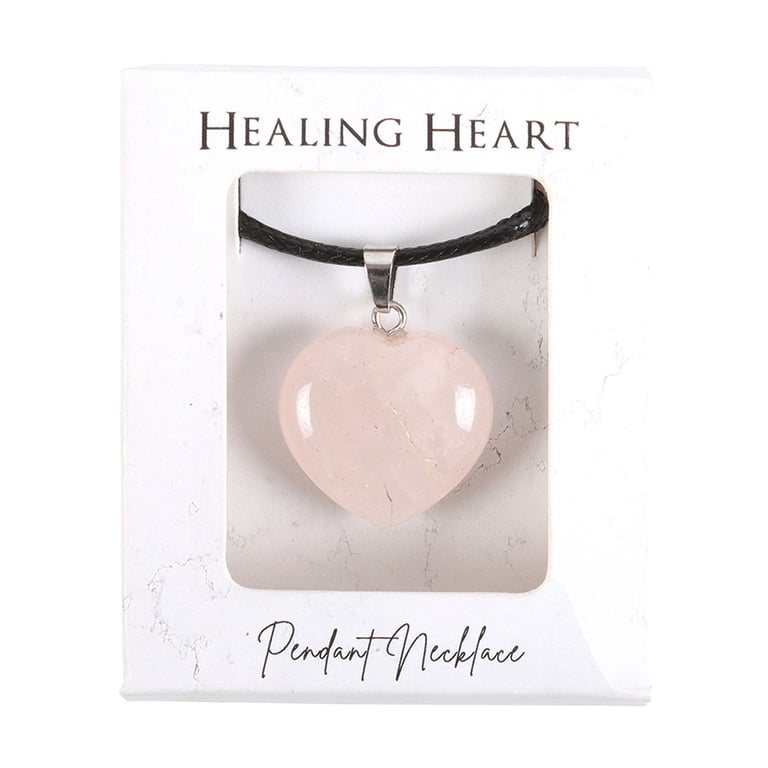 Rose Quartz Healing Crystal Heart Necklace - Empower Confidence & Love