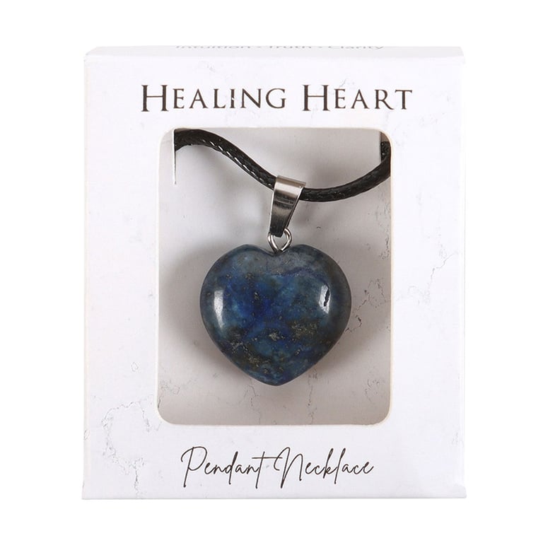 Lapis Lazuli Healing Crystal Heart Necklace - Intuition & Truth Clarity Necklace