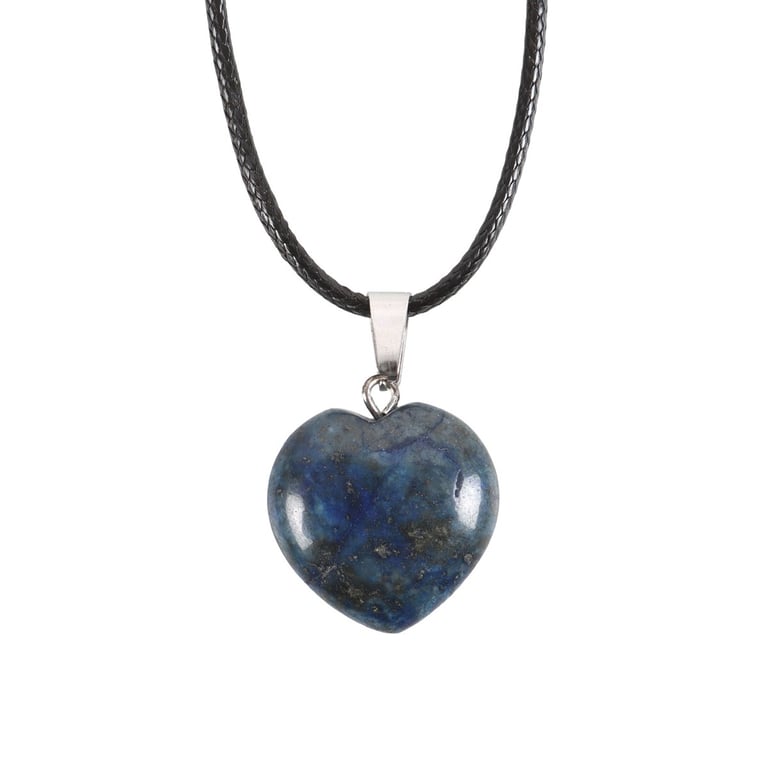 Lapis Lazuli Healing Crystal Heart Necklace - Intuition & Truth Clarity Necklace