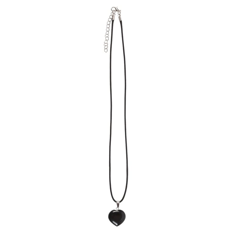 Black Obsidian Crystal Heart Necklace - Strength & Protection Against Negative Energies