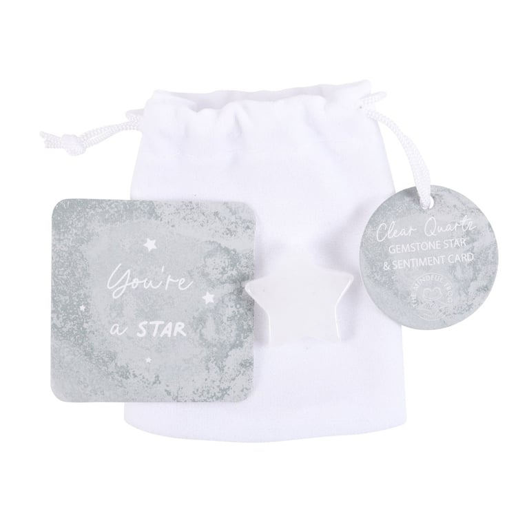 Lucky Clear Quartz Crystal Star with Purification Bag and Empowerment Card