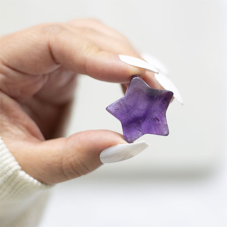 Lucky Amethyst Crystal Star Charm - Clarity Protection & Positive Energy