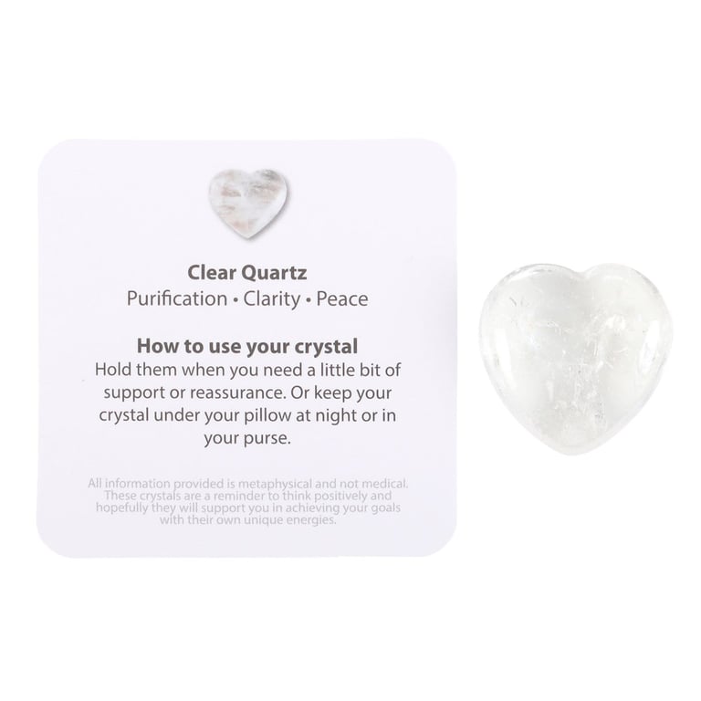 Clear Quartz Crystal Heart - Positive Energy Charm with You Rock Sentiment Card