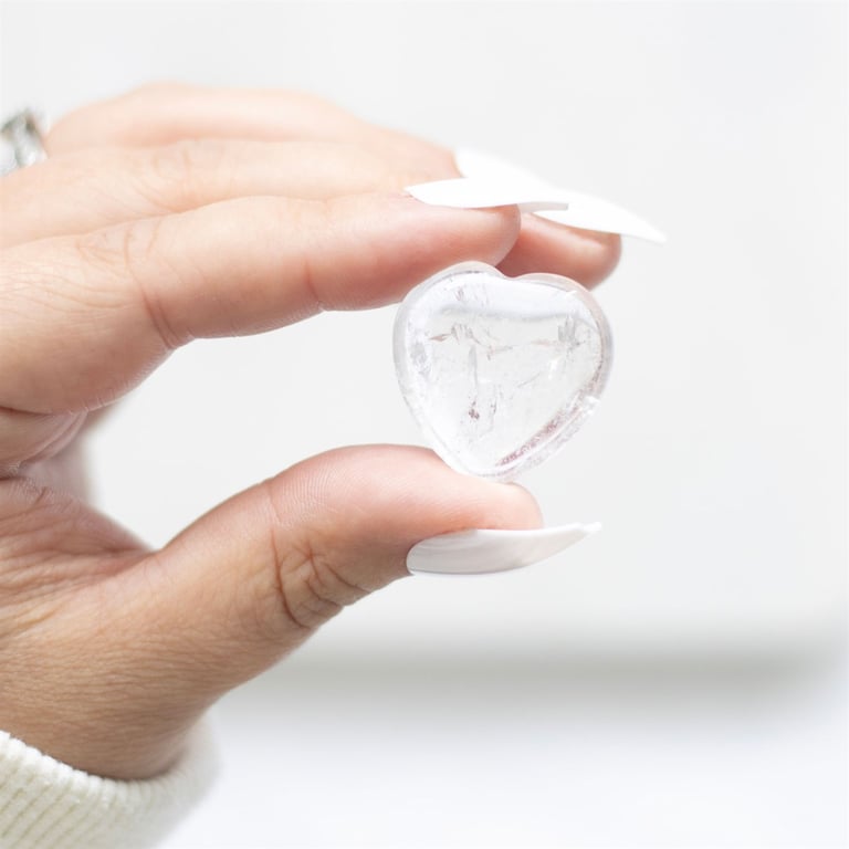 Clear Quartz Crystal Heart - Positive Energy Charm with You Rock Sentiment Card