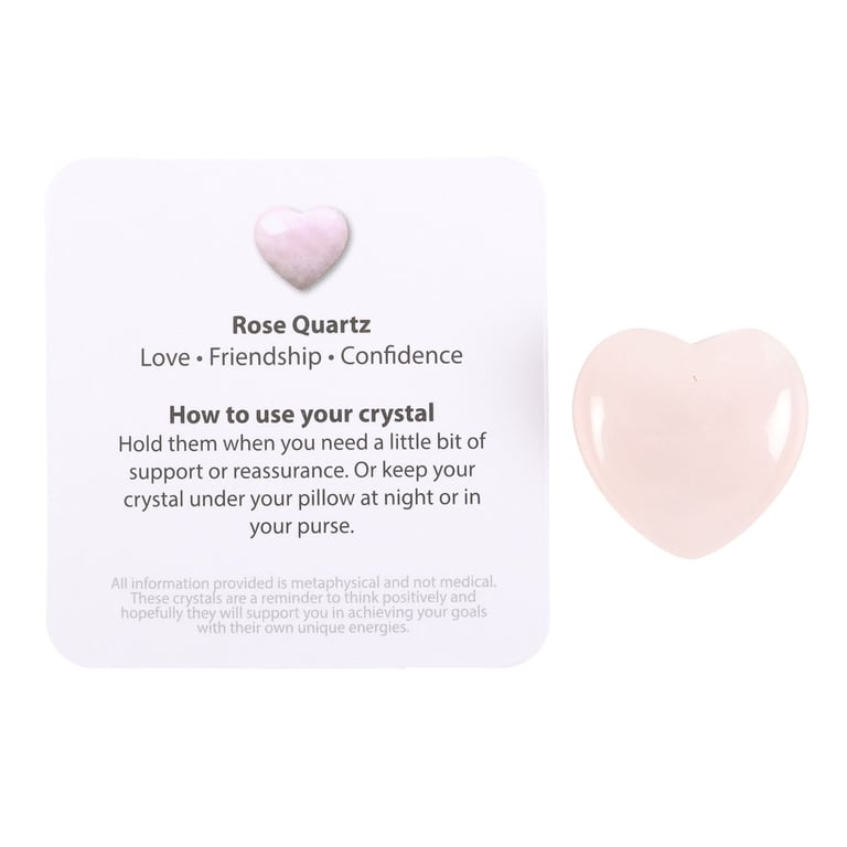 Rose Quartz Crystal Heart - Love, Friendship and Confidence Charm in Pink Velvet Bag