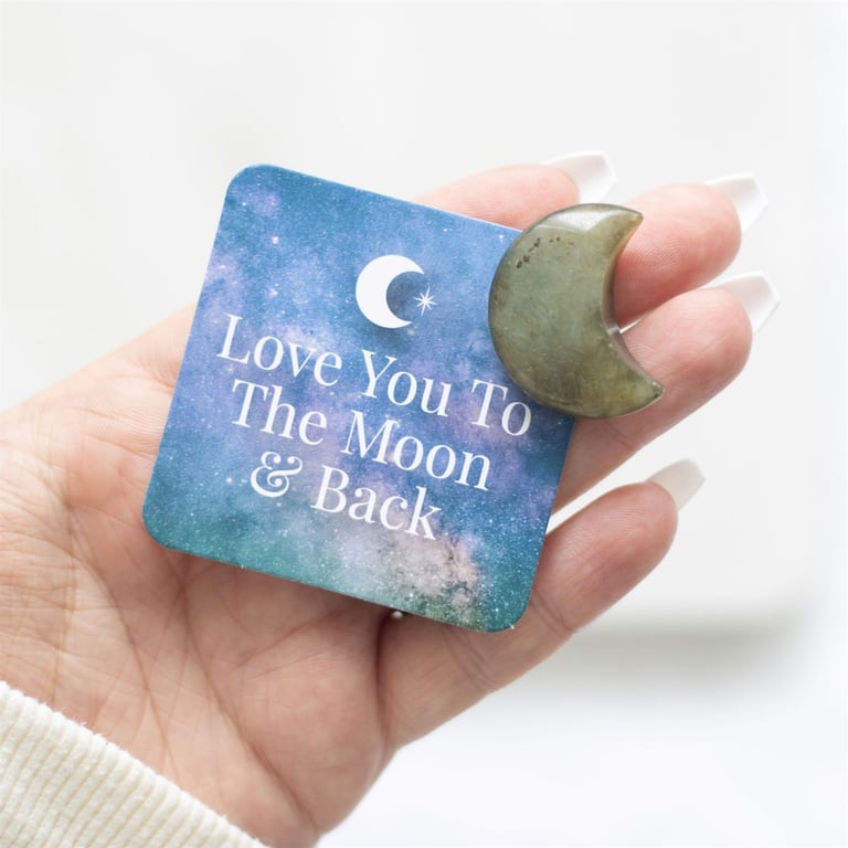 Labradorite Crystal Moon in a Bag - Inner Strength & Love Token