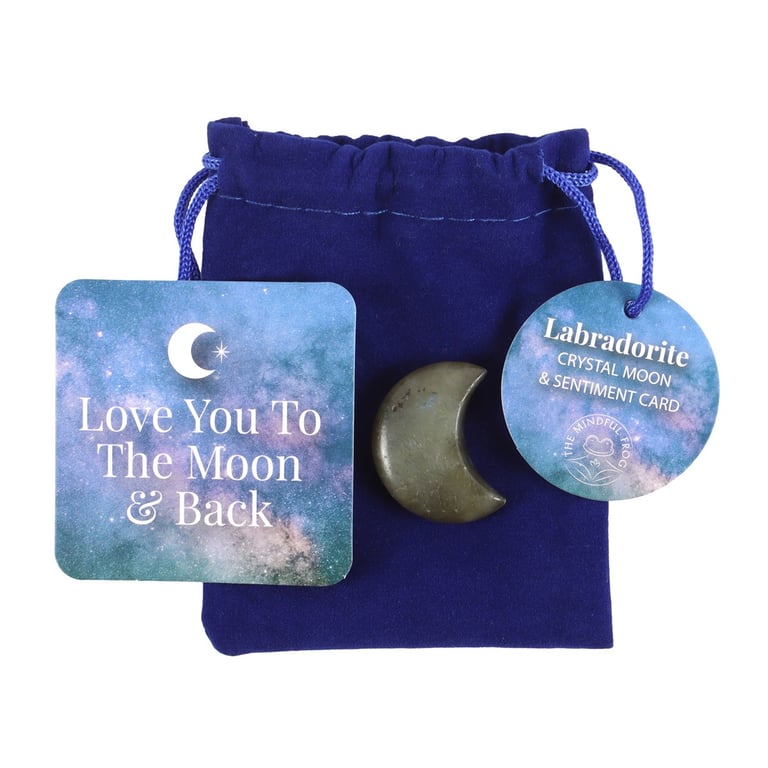 Labradorite Crystal Moon in a Bag - Inner Strength & Love Token