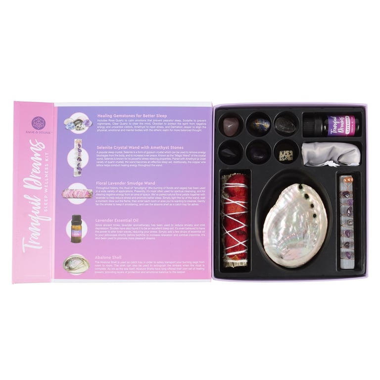 Tranquil Dreams Sleep Wellness Kit - Calming Gemstones & Essential Oil Blend for Restful Sleep