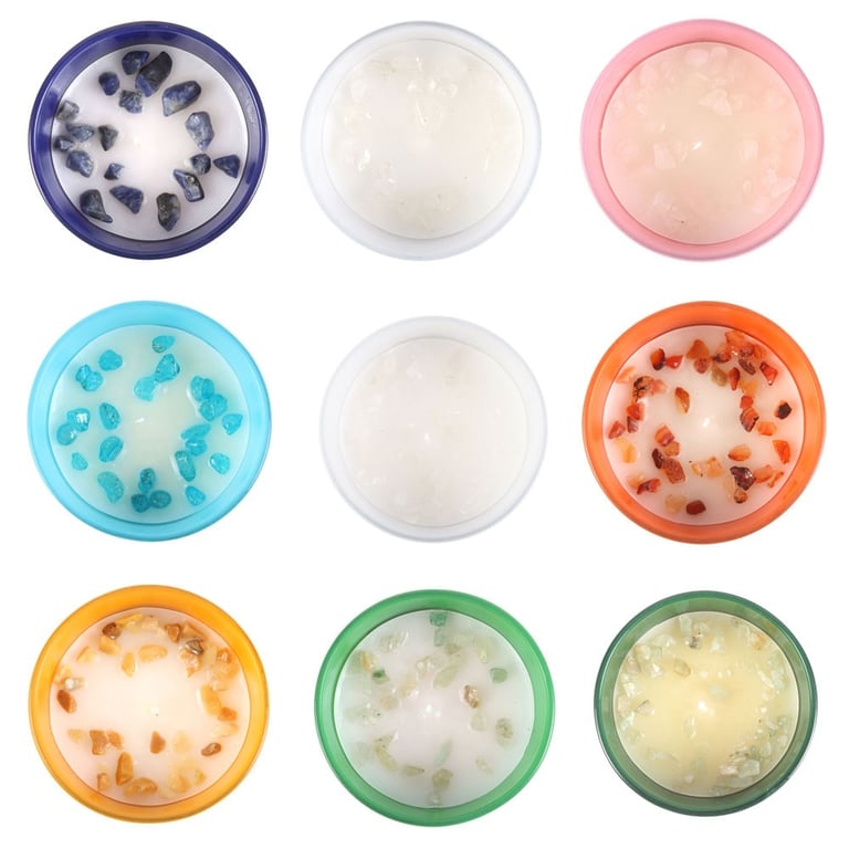 Zodiac Gemstone Candles Set - 12 Fragranced Astrology Crystals in Paraffin Wax