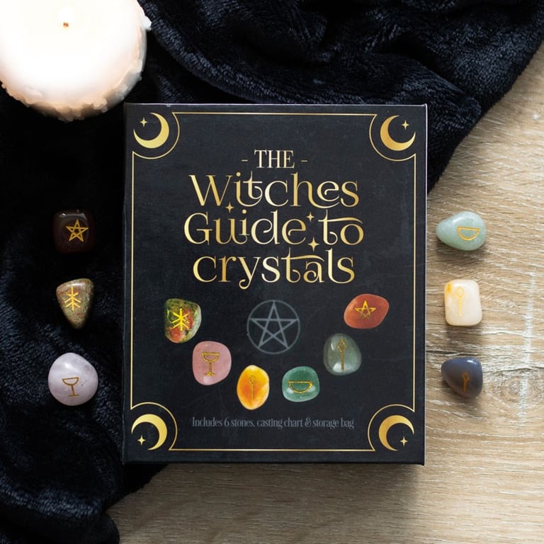 Witches Guide to Crystals Gift Set - Divination Tools and Crystal Healing Kit
