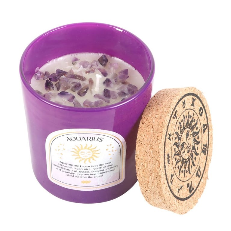Aquarius Bergamot & Mandarin Amethyst Zodiac Candle - Spiritual Home Aromatherapy