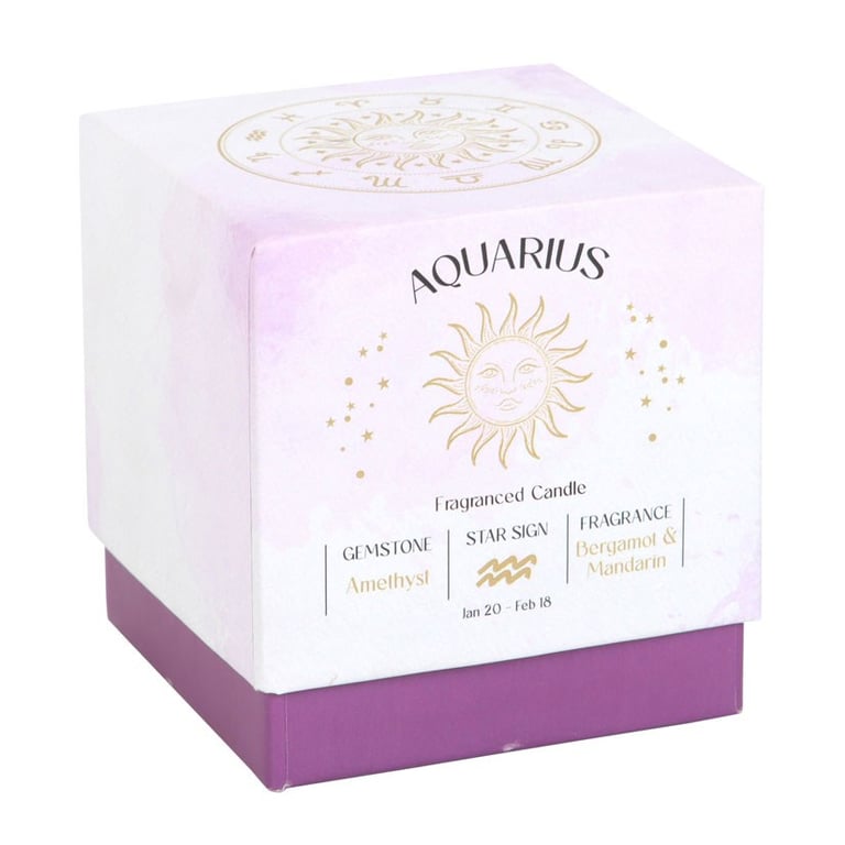 Aquarius Bergamot & Mandarin Amethyst Zodiac Candle - Spiritual Home Aromatherapy