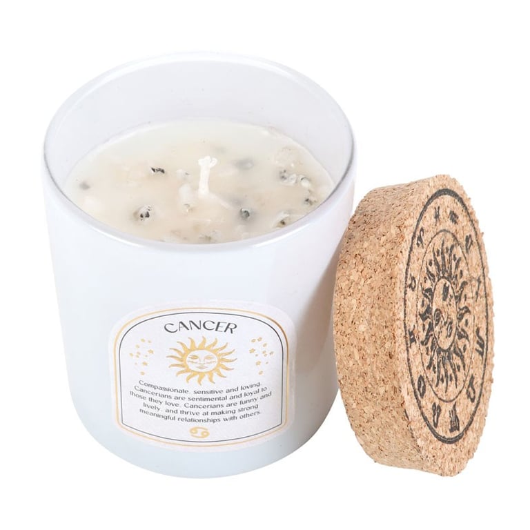Cancer Zodiac Candle - Orange Chamomile Fragrance with Moonstone Healing Stone