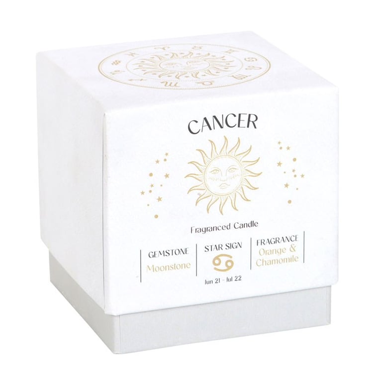 Cancer Zodiac Candle - Orange Chamomile Fragrance with Moonstone Healing Stone