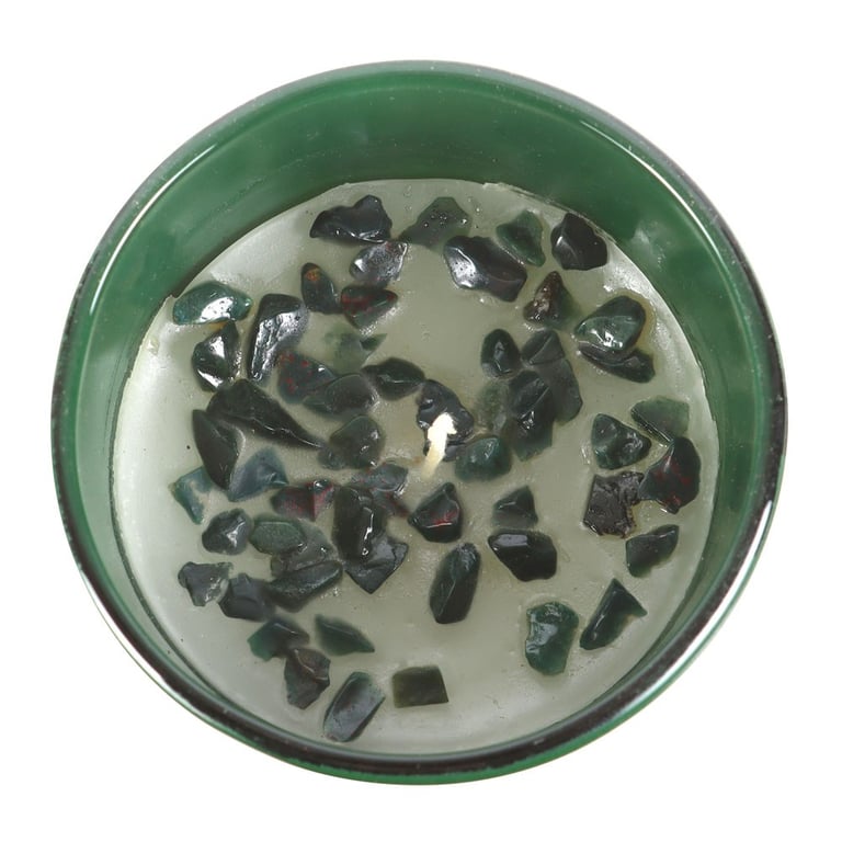 Libra Zodiac Candle - Sweet Jasmine Fragrance & Bloodstone Chips for Inner Strength and Anxiety Relief