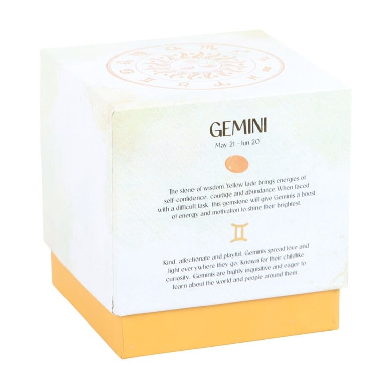 Gemini Zodiac Candle - Lavender & Cedarwood Fragrance with Yellow Jade Gemstone